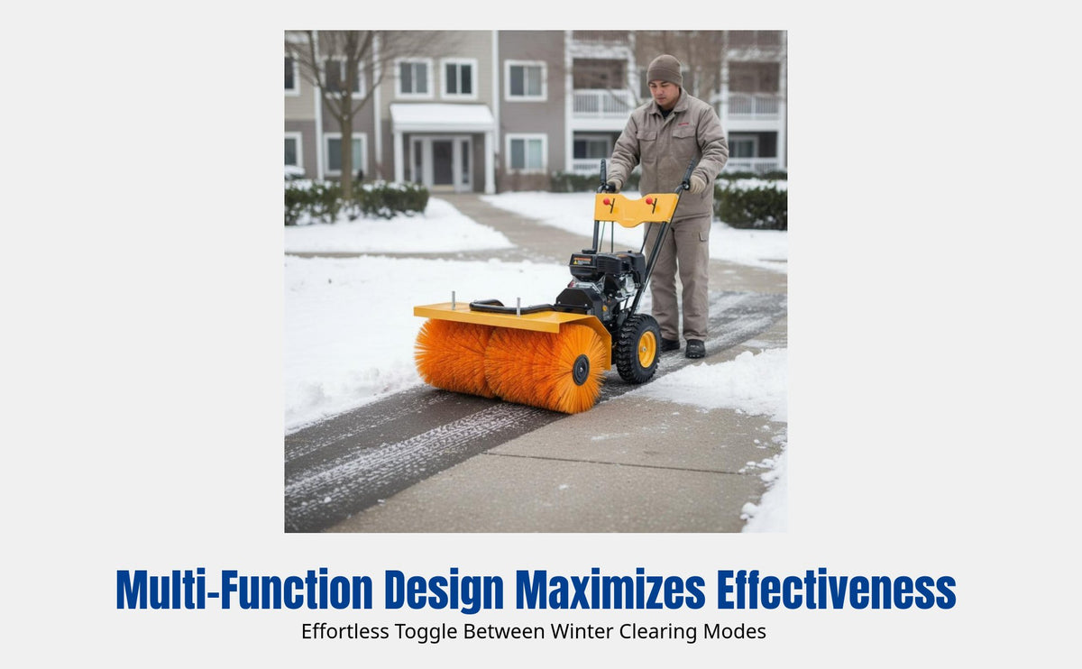 All-Gear Winter Clearing Tool, 14HP Walk-Behind Winter Sweeper, Winter Path Cleaning Machine, Property Maintenance, Multi-Function