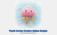 Cartoon Creature Round Balloon, Jellyfish and Crab, Transparent PE, Non-Self-Sealing, Children's Floating Balloon