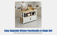 Kitchen Floor Standing Storage Rack, Multitier Organizer Cabinet, Cutting Table, Multi-Functional Counter for Home, Rental, Commercial Use