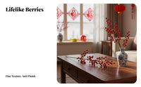 Faux Holly Berry Flower, Lifelike Red Berry Branch, Chinese New Year Desktop Decoration, Home & Office Display, Random Forks