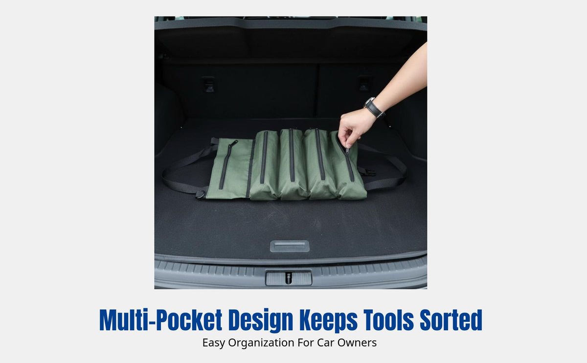 Car Tool Bag, Oxford Canvas Organizer, Portable Automotive Repair Storage, Multi-Compartment
