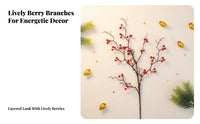 Plastic Red Berry Branch, Artificial Holly Fruit, Festive Home Decor, Seasonal Holiday, Table Centerpiece