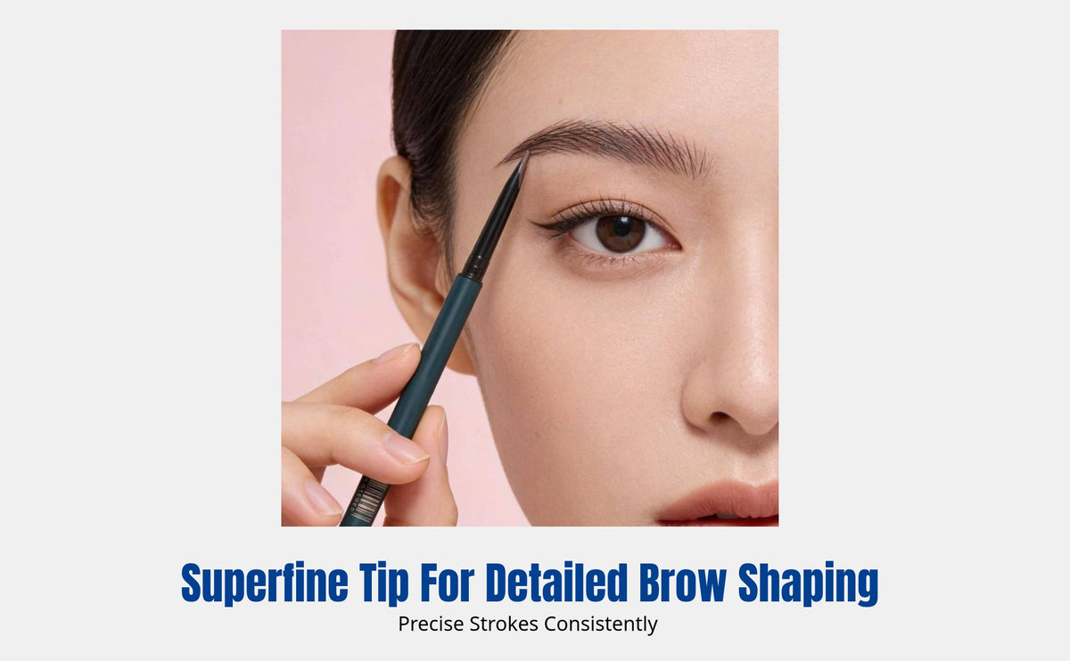 Double-Ended Ultra-Fine Eyebrow Definer, Waterproof, Sweatproof, Smudge-Resistant, Multi-Use, Portable, Ideal for Students