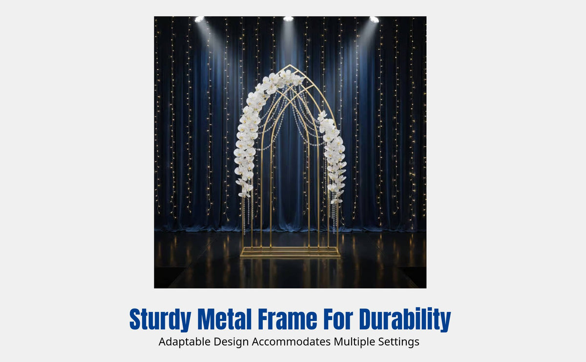 Gold Geometric Arch Backdrop Stand, Stainless Steel Crystal Screen, Wedding Decor Prop, Modern Stage Flower Frame, Outdoor Event Display