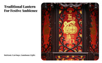 Chinese Style Plastic Hexagonal Palace Lantern, LED Rotating Dragon Light, Colorful New Year Hanging Decoration