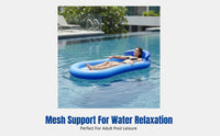 Inflatable Water Lounge Chair, Mesh Lounger, Adult Bed, Portable PVC, Transparent Navy, Pool, Lake, Water Recreation Area