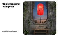 Retro Chinese Lantern, Waterproof Outdoor Hanging Light, Hand-Painted Fabric Decoration