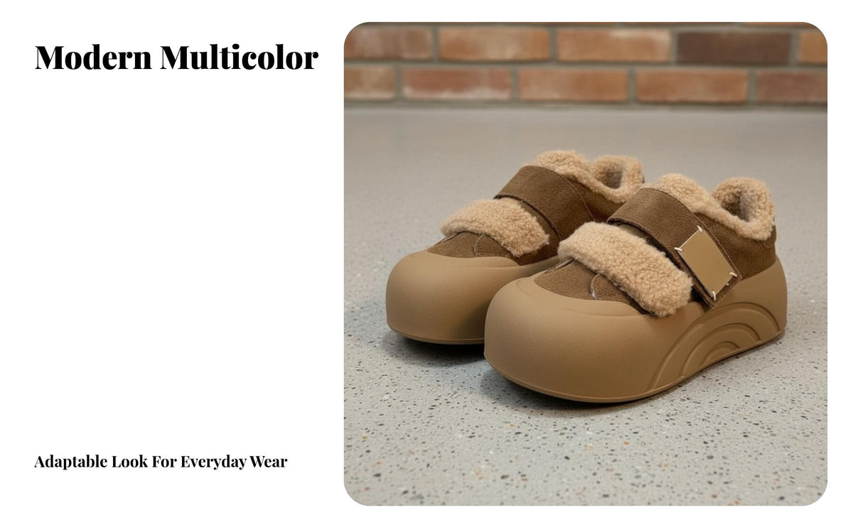 Lamb Fleece hook and loop elevated shoes, Warm Lined multicolor Loafers for Girls, Winter 2025 comfortable Shoes
