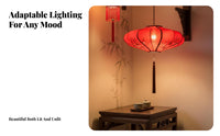 Oriental Cloth Lantern, Irregular Shape Hanging Light, Red, Yellow, Navy, Cream, for Tea House, Restaurant, Home Decor
