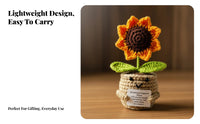 Artificial Flower Pot, Yarn Crochet Sunburst Bloom, Faux Handmade Finished Decoration, Sentimental Gift