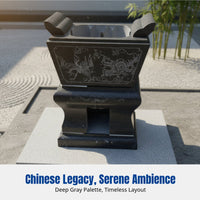 Stone Offering Table, Incense Burner, Hand-Carved Altar for Temple, Memorial