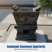 Stone Incense Burner, Carved Censer, Round & Rectangular, Handmade, Temple Decor