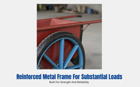 Construction Wheelbarrow, Multi-Functional Dump Cart, Cement Site Hand Trolley, Heavy-Duty Utility for Waste Transport