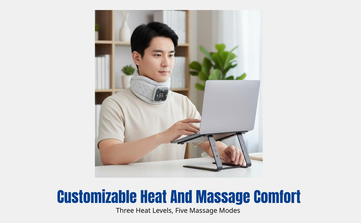 Neck Brace for Home Therapy, Heated Massage, Adjustable Temperature, Adult Support