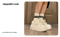 Genuine Leather elevated athletic shoes, Thick Sole cream Shoes, 2025 Chic relaxed, Lace-Up, Youth