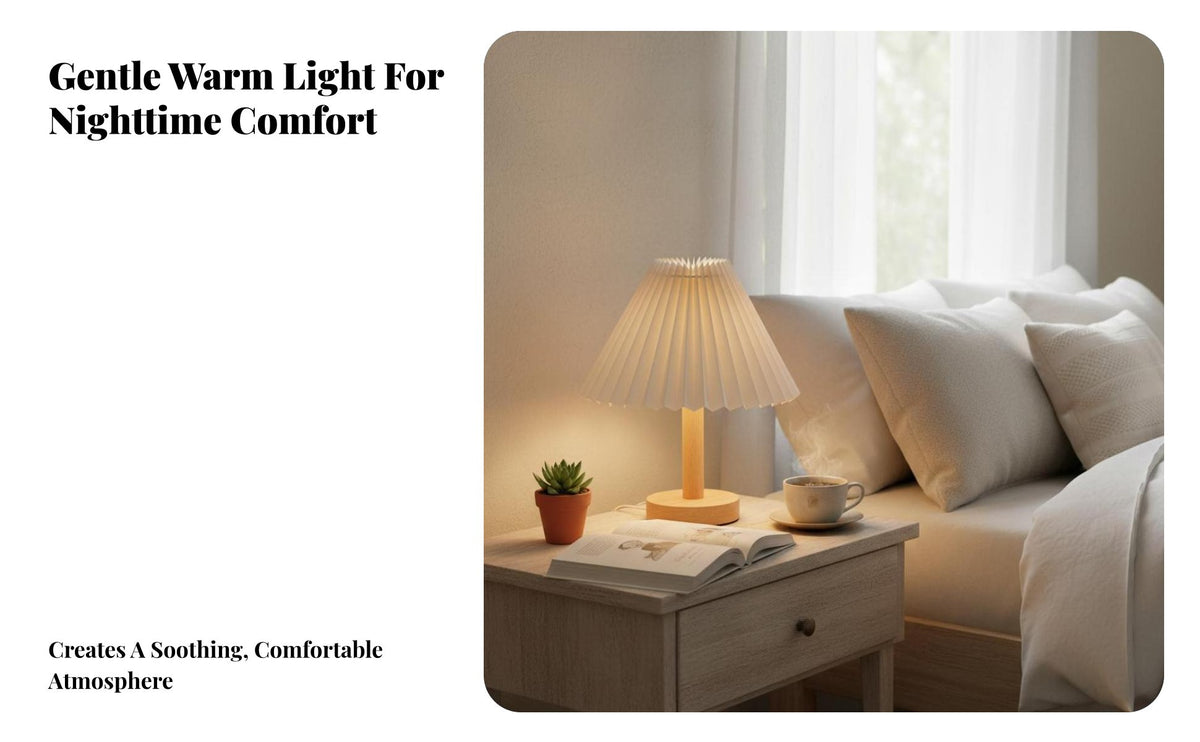 Nordic Pleated Night Light, Remote Control Table light, Creative Umbrella-Shaped Bedside Light, Decorative Gift