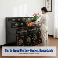 Hardwood Multi-Tier Altar Table, Modern Chinese Buddhist Shrine, Storage Drawers, Elderly Friendly