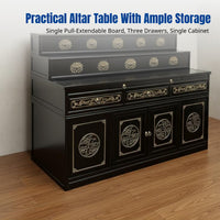 Hardwood Multi-Tier Altar Table, Modern Chinese Buddhist Shrine, Storage Drawers, Elderly Friendly
