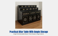 Hardwood Multi-Tier Altar Table, Modern Chinese Buddhist Shrine, Storage Drawers, Elderly Friendly