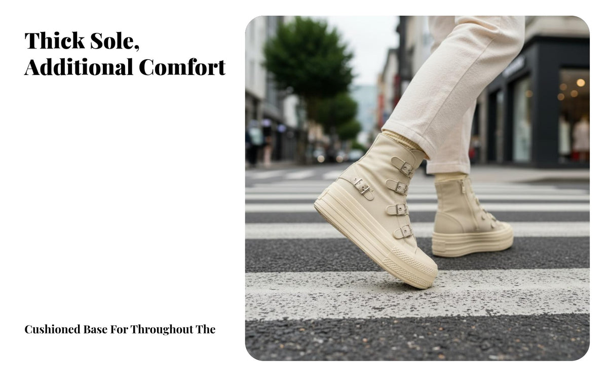 High Top Canvas Shoes, 6.5cm Height Increase, Breathable Thick Sole athletic shoes for Women, season Autumn relaxed