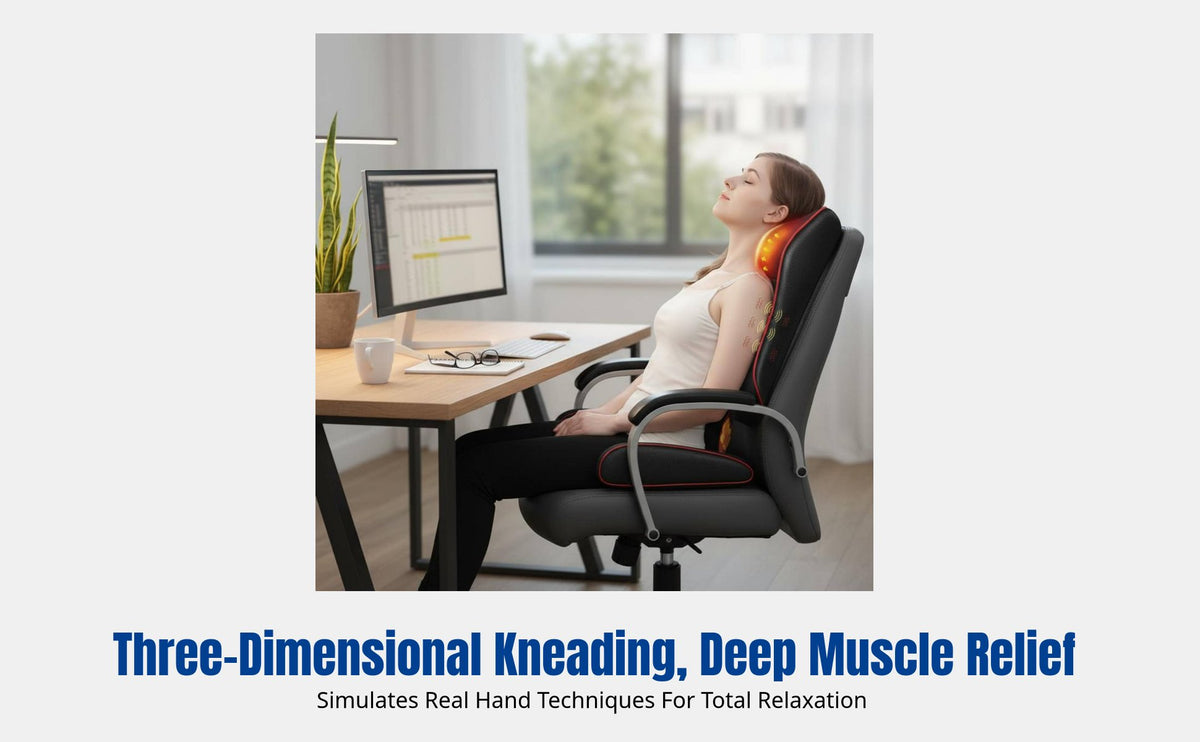 Multifunctional Neck, Shoulder, Spine, and Waist Massage Pillow with Kneading, Heating, Adjustable Modes