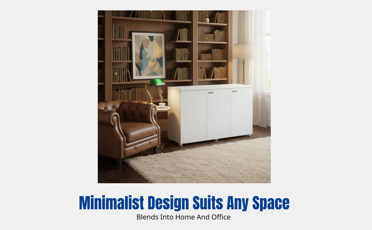 E0 Grade Document Cabinet, Office Storage Cabinet with Lock, Modern Wood Sideboard