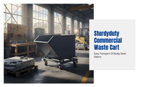 Commercial Heavy-Duty Chip Cart, Metal Auto-Dumping Trolley, Workshop Scrap Collection, Reinforced Frame, Rotating Design