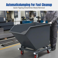 Commercial Heavy-Duty Chip Cart, Metal Auto-Dumping Trolley, Workshop Scrap Collection, Reinforced Frame, Rotating Design