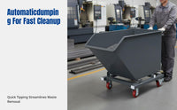 Commercial Heavy-Duty Chip Cart, Metal Auto-Dumping Trolley, Workshop Scrap Collection, Reinforced Frame, Rotating Design