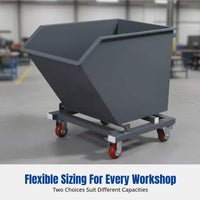 Commercial Heavy-Duty Chip Cart, Metal Auto-Dumping Trolley, Workshop Scrap Collection, Reinforced Frame, Rotating Design