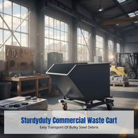 Commercial Heavy-Duty Chip Cart, Metal Auto-Dumping Trolley, Workshop Scrap Collection, Reinforced Frame, Rotating Design