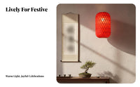 Handmade Bamboo Lantern, Traditional Folk design, Paper Oval Hanging Light, personalized Print, Restaurant Decoration