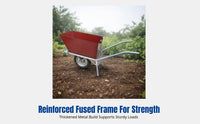 Construction Wheelbarrow, Single Wheel Cart, Heavy Duty Dump Cart for Home, Jobsite, Warehouse, Easy Transport, Large Capacity