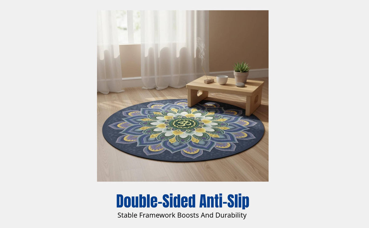 Natural Rubber Meditation Mat, Large Round Exercise Mat, Non-Slip Suede Surface, Support for Sitting, Headstand, Mindfulness Practice