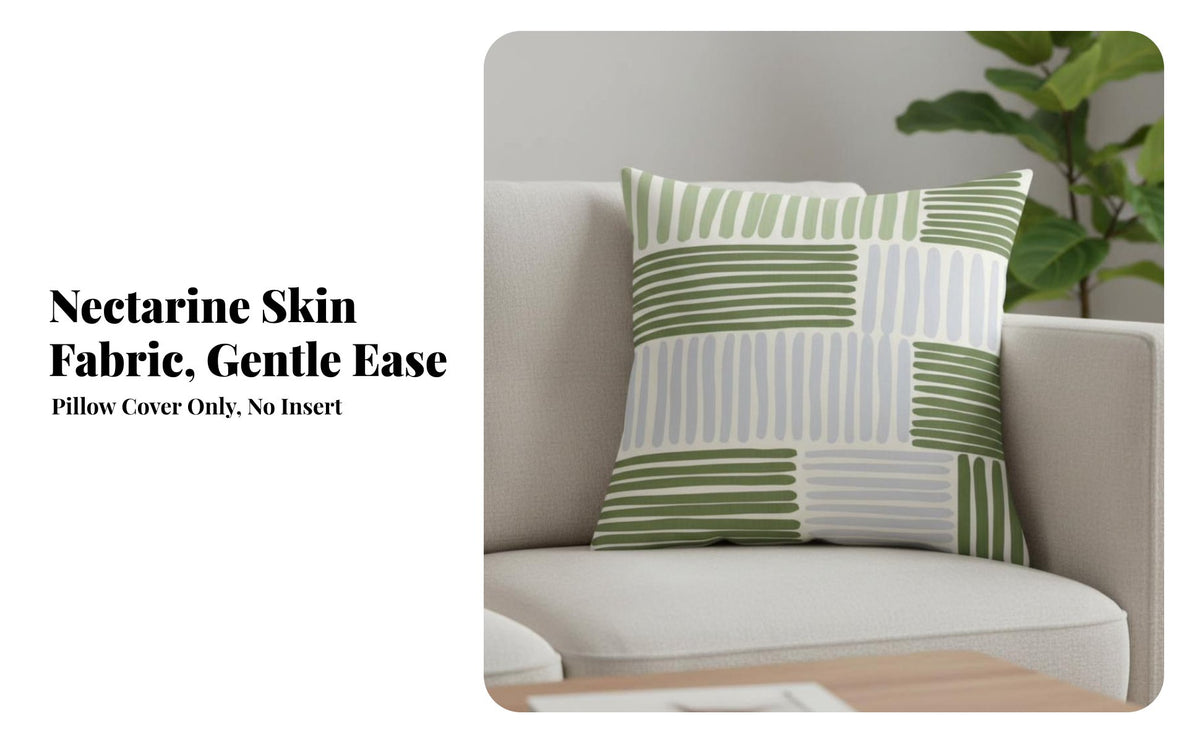 Geometric Print Pillow Cover, Modern Minimalist Plush, Abstract Olive Sofa & Bedroom Decor