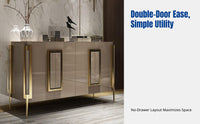 Modern Minimalist Sideboard Cabinet, Stainless Steel & Sintered Stone, Entryway Shoe Cabinet, Double Door, Small Apartment, Living Room