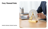 Creative Metal Perpetual Calendar, Manual Rotating, Office Desk Decor