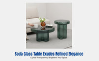 Modern Soda Glass Coffee Table, Round High-Low Combination, Minimalist Luxury, Creative Geometric Side Table for Living Room