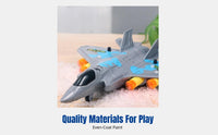 Simulated Fighter Jet Toy, Momentum Powered, Soft Ejector, One-Button Outdoor Play, Random Color for Kids