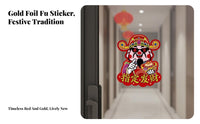 Mini Fu Character Sticker, 2026 Horse Year, Gold Foil Glass Decor