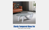 Modern Minimalist Coffee Table, Tempered Glass Oval, Creative Mermaid Design, Small Space Furniture