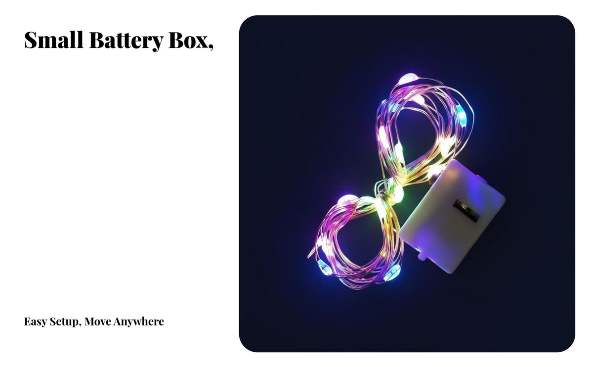 Copper Wire LED Fairy Lights, Battery Operated, Indoor Decor for Crafts, Christmas, Wedding, Party