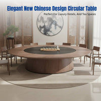 Electric Rotating Dining Table, Large Round Sintered Stone, Hotel Banquet, Modern Chinese