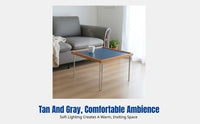 Living Room Coffee Table, Nordic Minimalist Solid Wood Side Table, Stainless Steel Frame, Square Design, Ins Style, Space-Saving Furniture