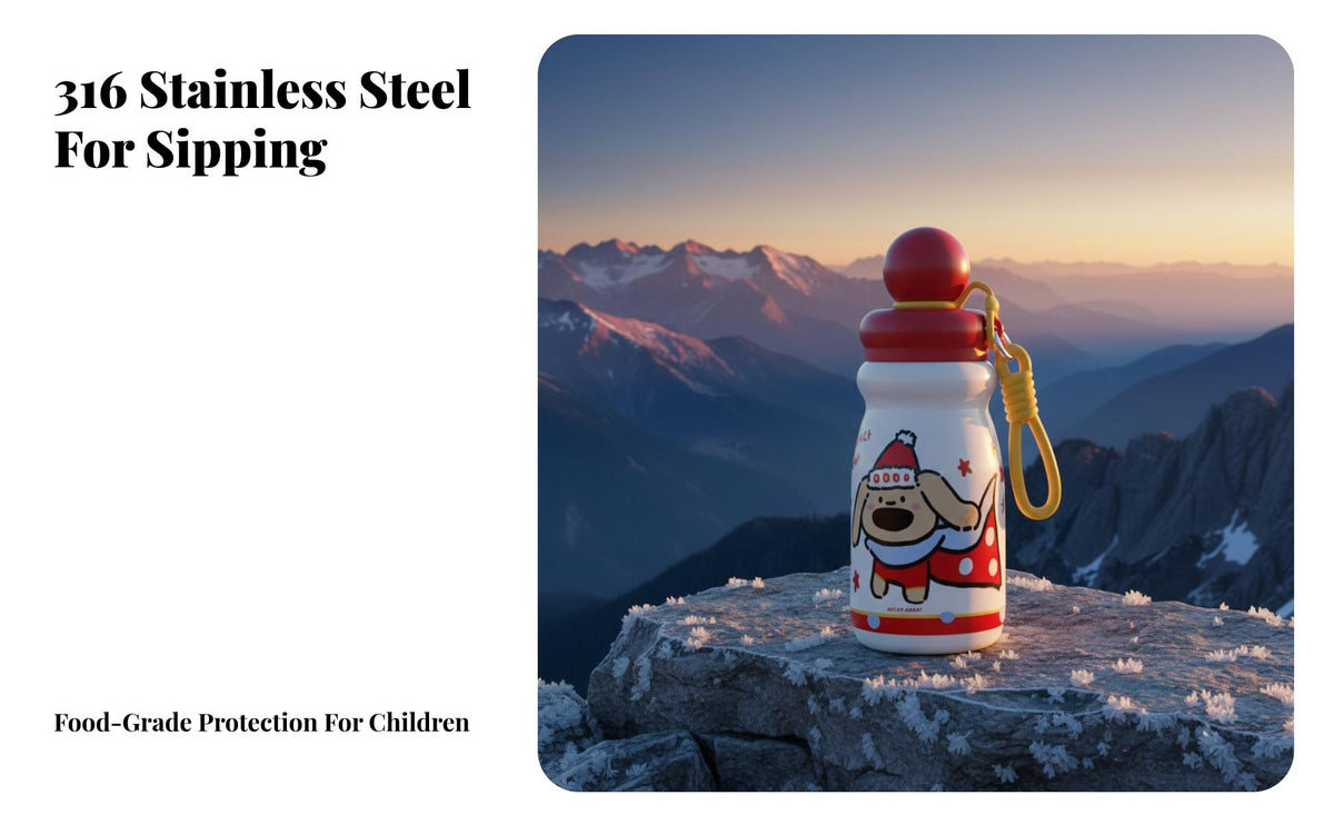 316 Stainless Steel Insulated Container, Kids, Cute Creature, Straw Lid