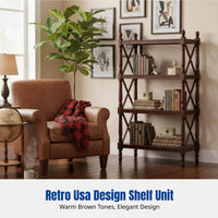 Vintage Hardwood Shelving Unit, Classic Storage Rack, Living Room Display Shelf, Multi-Tier Organizer
