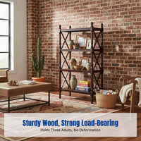 Vintage Hardwood Shelving Unit, Classic Storage Rack, Living Room Display Shelf, Multi-Tier Organizer