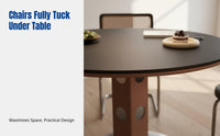 Nordic Solid Wood Round Dining Table, Vintage Stone Top, Modern Minimalist Small Space Kitchen Table