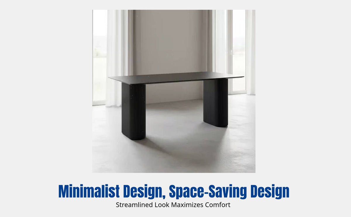 Dining Table Set, Modern Minimalist, Sintered Stone Top, Wood Legs, Small Apartment