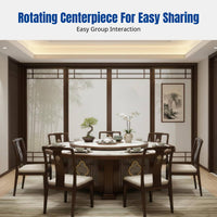 Electric Marble Dining Table for Hotel, Modern Round Table with Rotating Center, Large Capacity for Banquet, Restaurant, Lounge